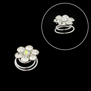 Clear Rhinestone Flower Spiral Bridal Hair Pin (pc)